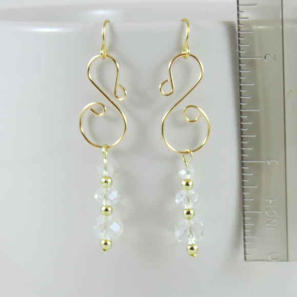 Gold and Crystal Dangle Chandelier Earrings - Picture 2 of 2